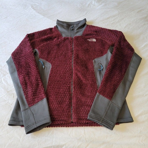 The North Face Jacket Polartec Fleece Zipfront Women's Size Medium Burgundy Gray - Picture 1 of 14